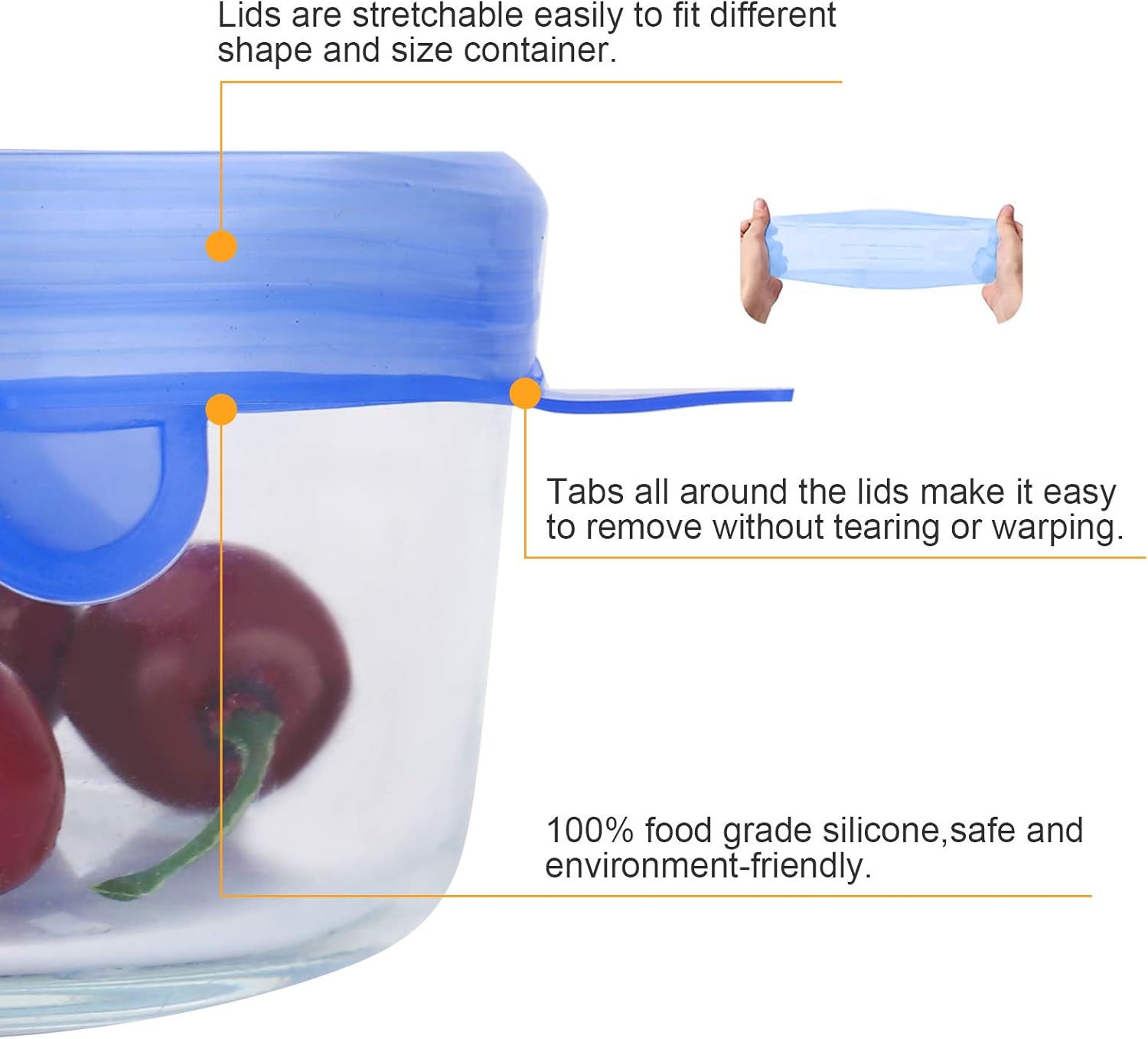 YXYL 14 PCS Reusable Silicone Stretch and Seal Lids for Food Storage. Flexible Round Silicone Bowl Covers. 7 Different Sizes - Keep Food Fresh